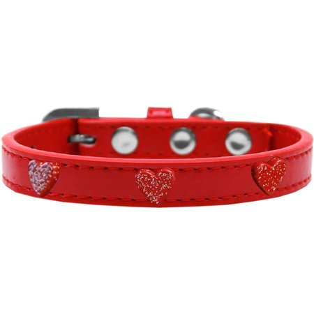 MIRAGE PET PRODUCTS Red Glitter Heart Widget Dog CollarRed Size 18 631-12 RD18